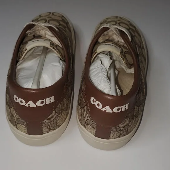 NWOT Women's Authentic Coach Citysole Skate Sneakers C2705 Signature Khaki Logo - Picture 2 of 11